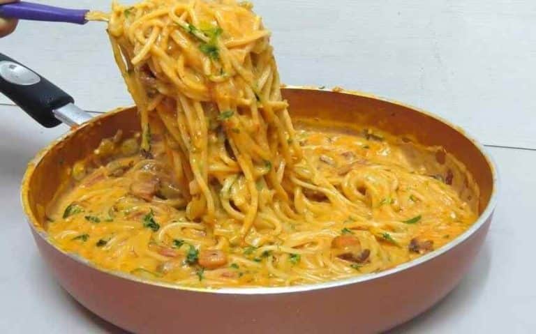 Champignons Spaghetti Rezept aus der Pfanne