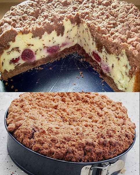Quark Streuselkuchen mit Vanille Kirschfüllung - Beste Kuche