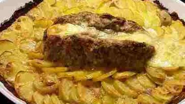 Hackbraten auf Kartoffelgratin