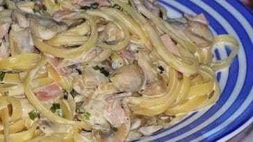 Cremige Spaghetti mit Champignons