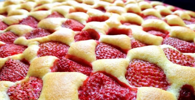 Der beste Erdbeer-Biskuitkuchen vom Blech