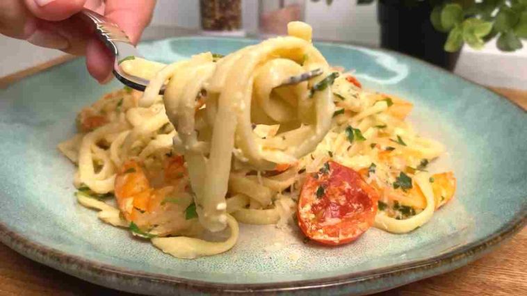 Spaghetti mit cremigen Garnelen