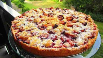 Zwetschgenkuchen mit Zimtstreuseln in 5 Minuten zubereitet!