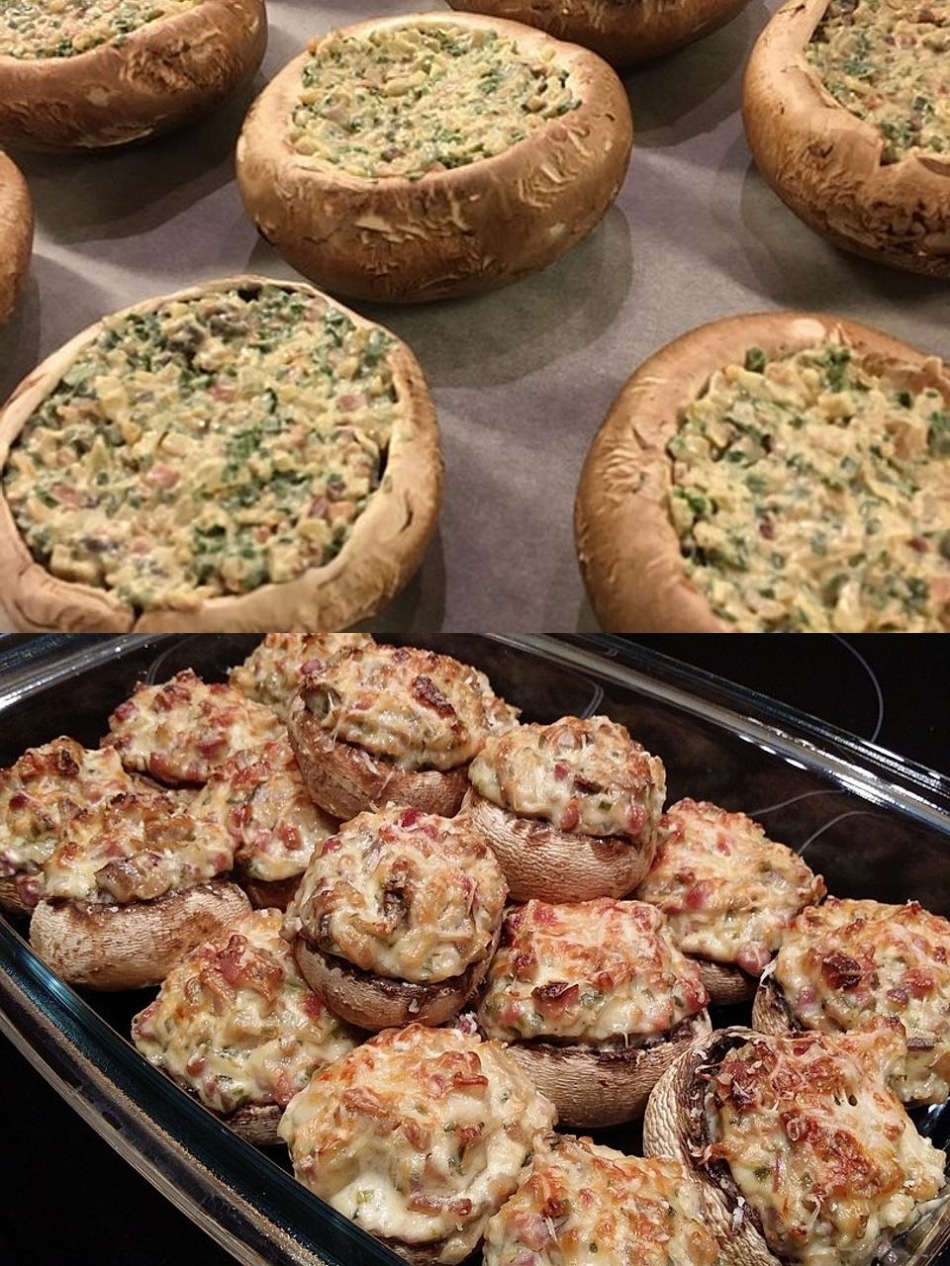 Gefüllte Champignons mit wenig Zutaten fürs Abendessen