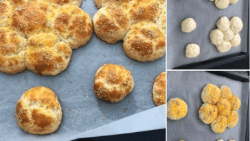 Schnelle Joghurt Brötchen mit Käse und Feta gefüllt