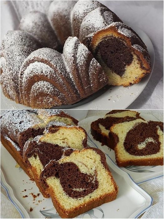 Marmorierter Biskuitkuchen