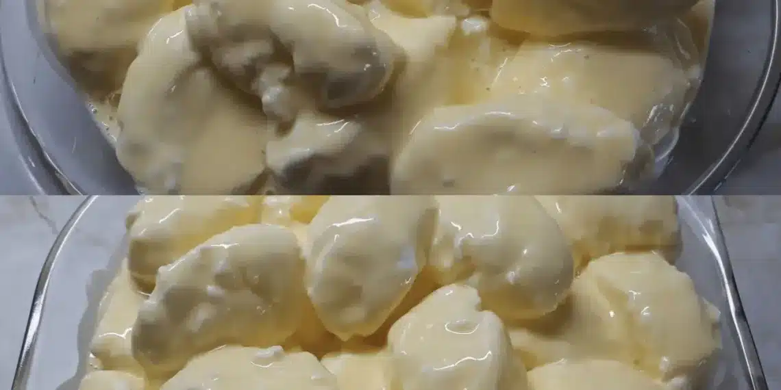 Schneenockerl in Vanillesauce