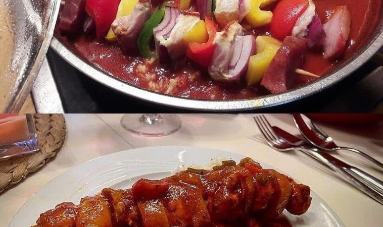 Schaschlik mit selbstgemachter Schaschliksoße