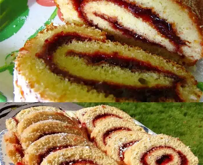 Super schnelle Himbeerroulade, Nur 10 Minuten backen!