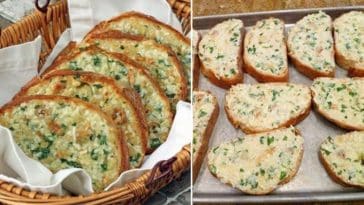 Überbackenes Brot mit gebackenem Knoblauch