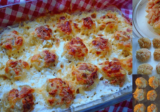 Hähnchenfleisch-Bällchen mit Sahnesoße