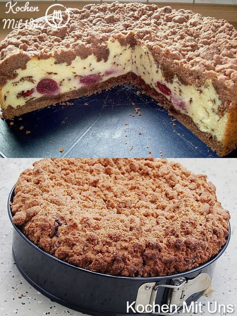 Quark Streuselkuchen mit Vanille Kirschfüllung