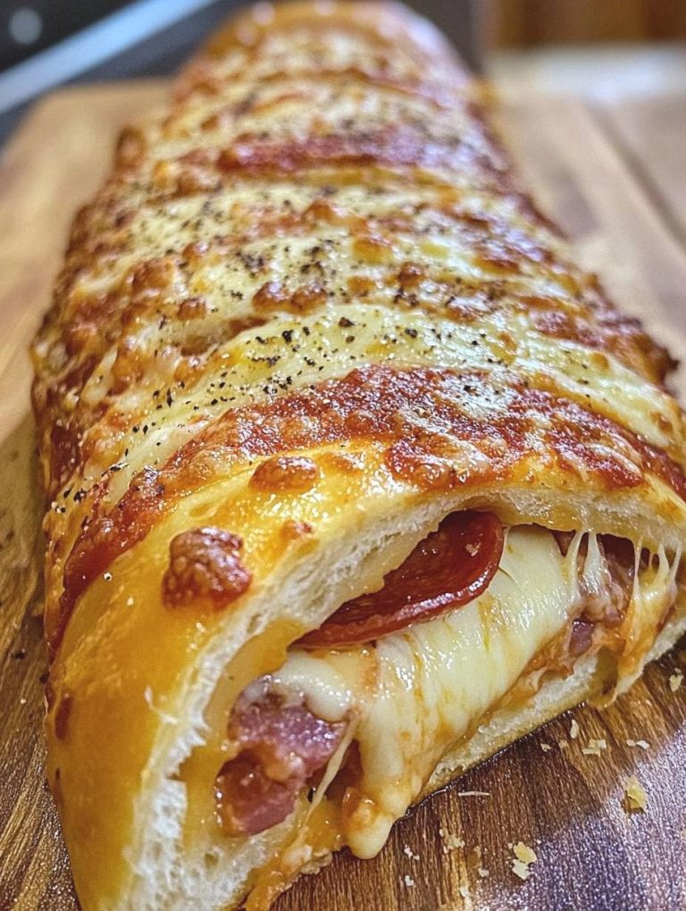 Entfesseln Sie den käsigen Zauber mit unserem unwiderstehlichen Cheesy Pepperoni Stromboli!