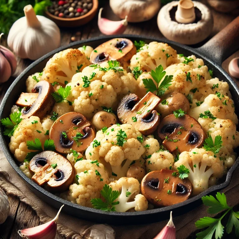 Blumenkohl-Champignon-Pfanne mit Knoblauch