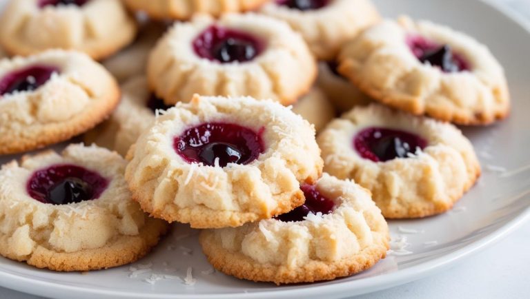 Kokos-Daumenabdruck-Kekse – Fruchtig und Kokosnussig!