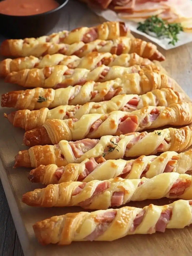 Blätterteigstangen mit Schinken und Käse