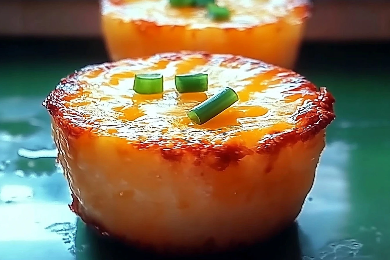 Käzige goldene Kartoffelpuffer, frisch zubereitet und serviert mit Dips