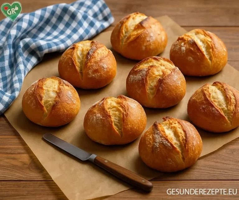 Frisch gebackene Dinkelbrötchen auf einem rustikalen Holzbrett.