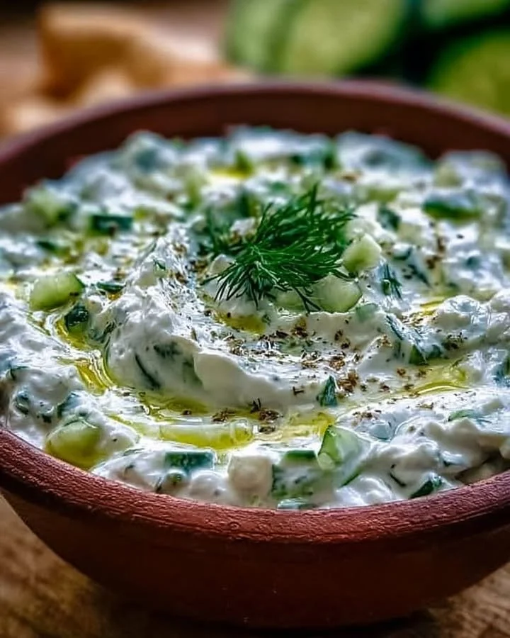Perfektes Tzatziki mit frischen Aromen und Zutaten zubereitet.