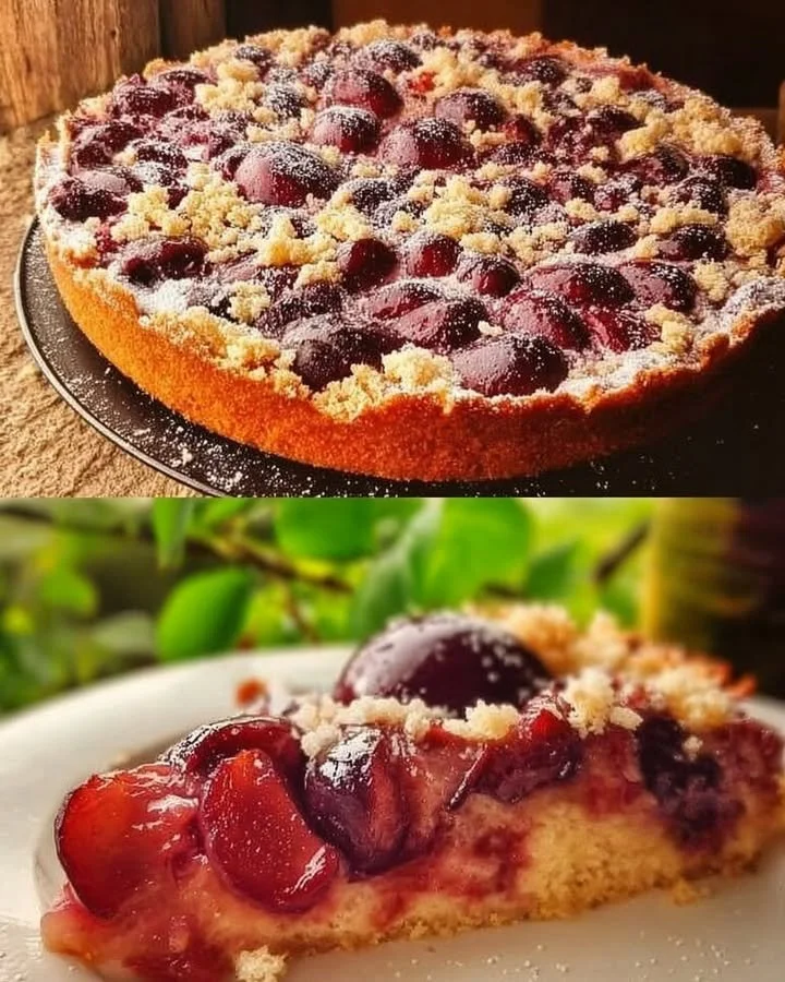 Delizioso Zwetschgenkuchen mit saftigen Pflaumen und knusprigem Teig.