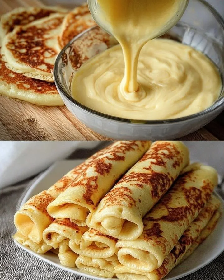 Leckere Quark-Pfannkuchen mit nur 5 Zutaten auf einem Teller serviert.