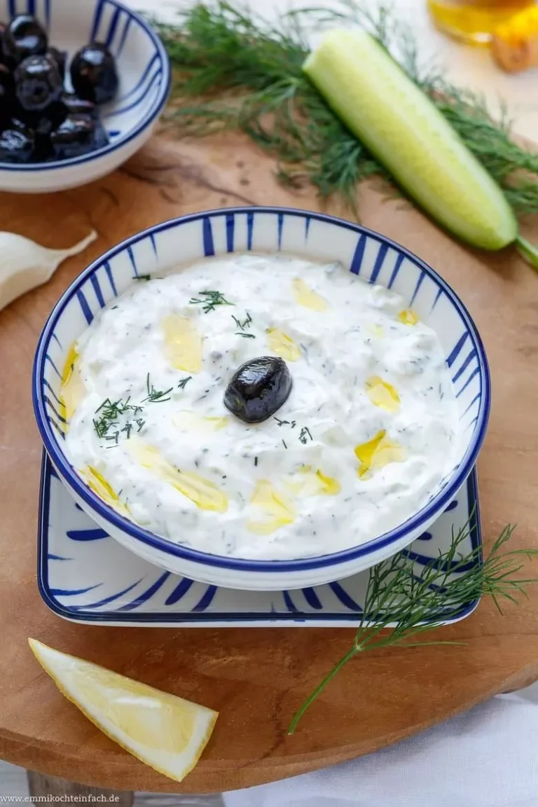 Selbstgemachtes Griechisches Tsatsiki mit Joghurt und Gurke