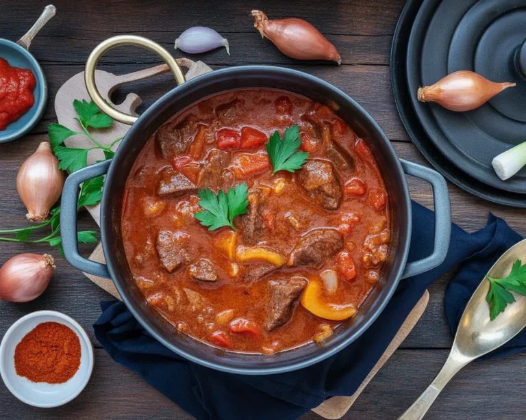 Klassisches Gulasch Rezept mit Rindfleisch und sämiger Soße