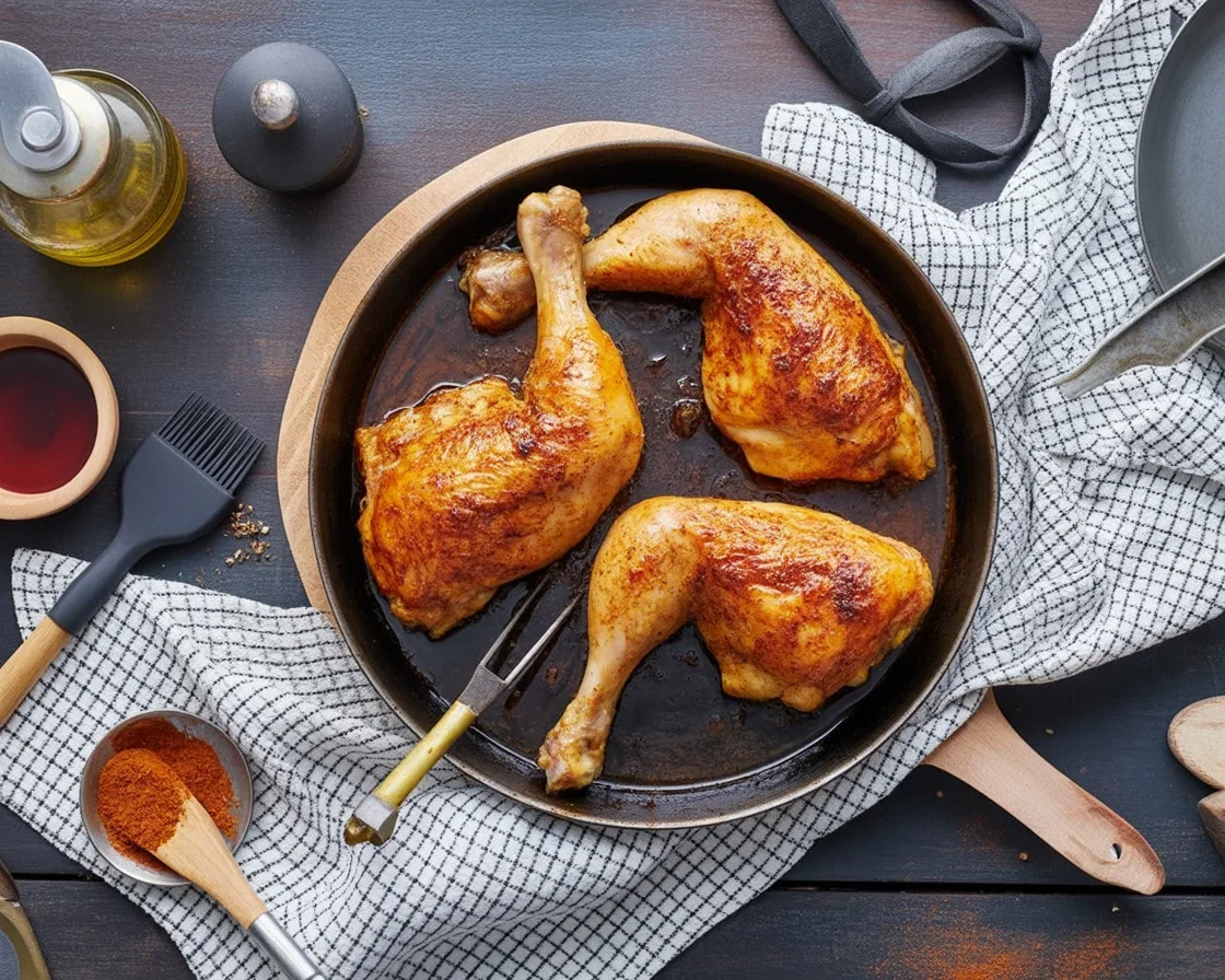 Knusprige Hähnchenschenkel aus dem Ofen mit Paprika-Marinade