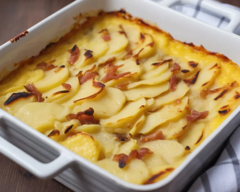 Cremiger Kartoffelauflauf mit Zwiebeln und Sahne aus dem Ofen