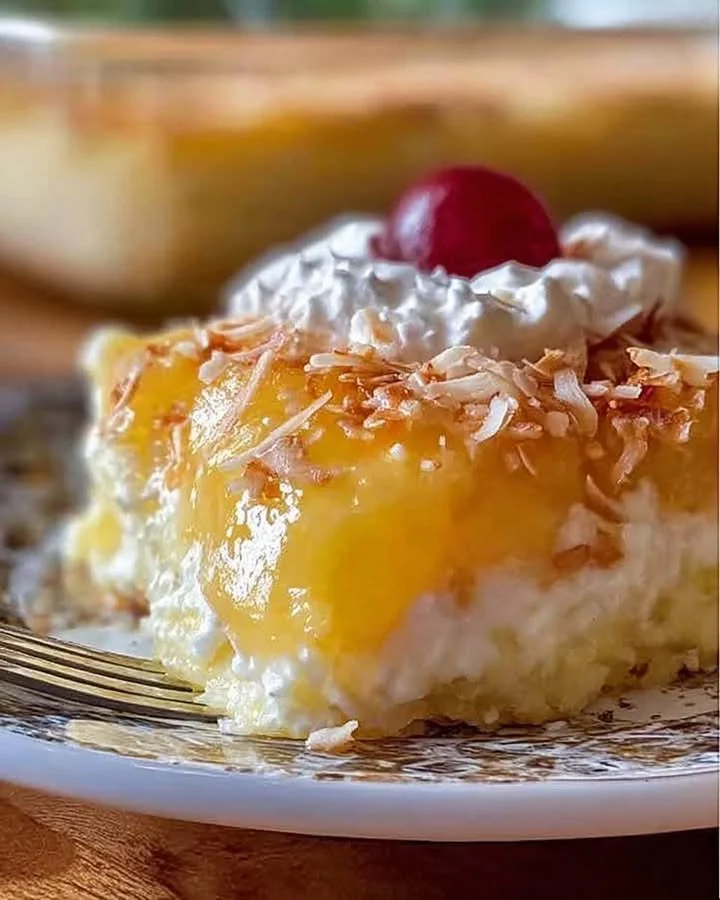 Köstlicher Traumkuchen auf einem Teller mit frischen Früchten und Sahne.