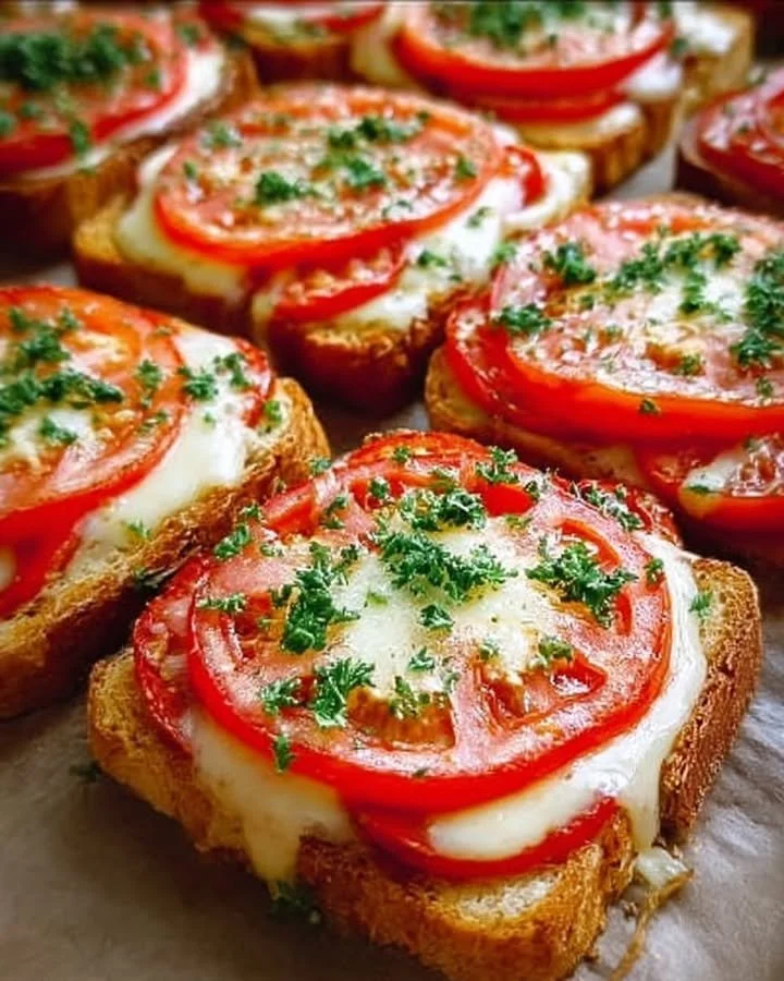 Leckeres Tomaten-Mozzarella-Toast mit frischen Zutaten auf einem Teller