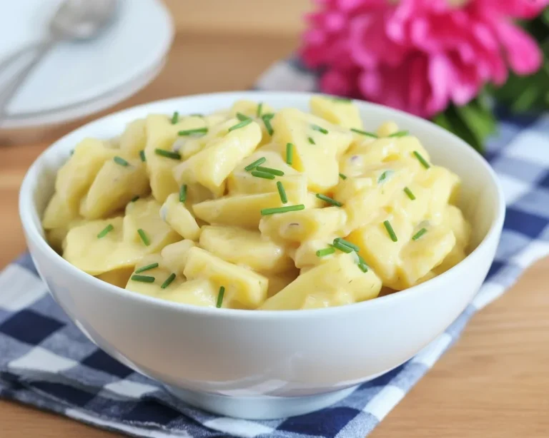 Authentischer Kartoffelsalat mit Eiern, Gewürzgurken und Zwiebeln