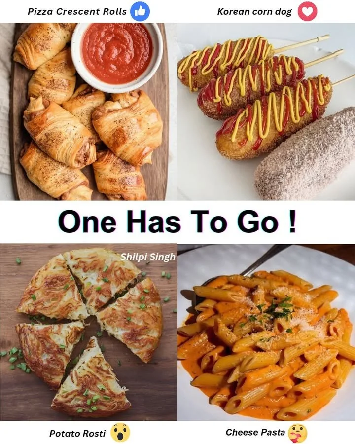 Frisch gebackene Pizza-Croissant-Rollen auf einem Holzbrett