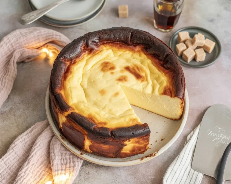 San Sebastián Käsekuchen - cremiger, baskischer Käsekuchen ohne Boden