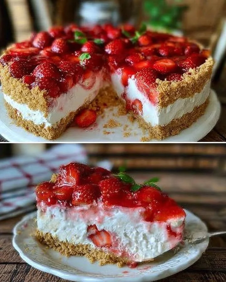 Erdbeerkuchen ohne Backen, einfach und köstlich präsentiert