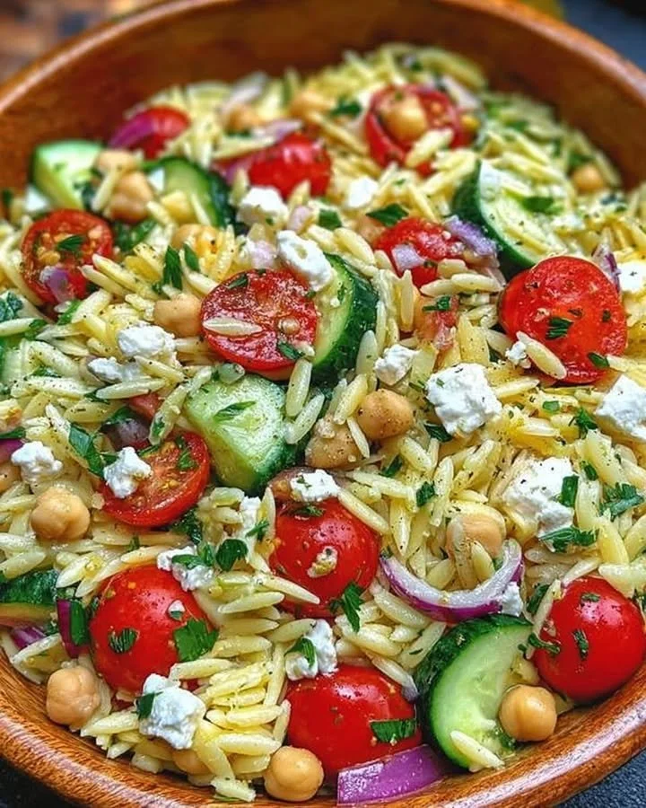 Leckerer Kritharaki-Salat mit frischen Zutaten und unwiderstehlichem Geschmack