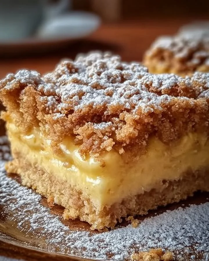 Leckere Streuselkuchen mit knusprigen Streuseln auf einem Teller.