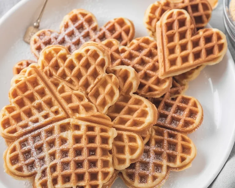 Fluffige Waffeln aus einem schnellen Waffelteig Rezept mit Zutaten wie Mehl, Zucker und Eiern.