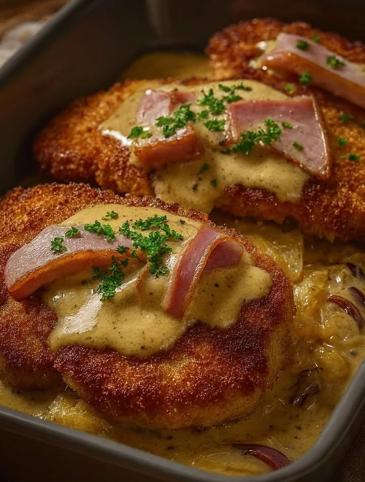 Delikates Elsässer Schnitzel mit knuspriger Panade und frischen Beilagen