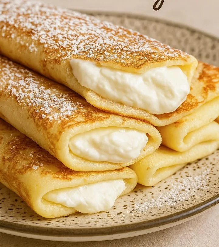 Fluffige Quark-Pfannkuchen auf einem Teller serviert