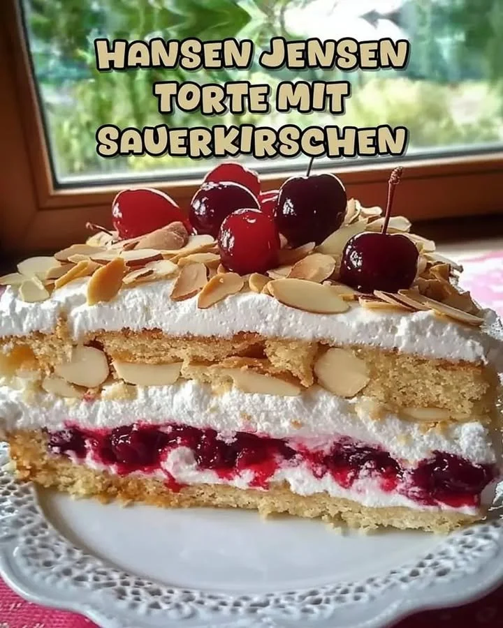 Hansen-Jensen-Torte mit Sauerkirschen, ein köstlicher Kuchen für Feiern
