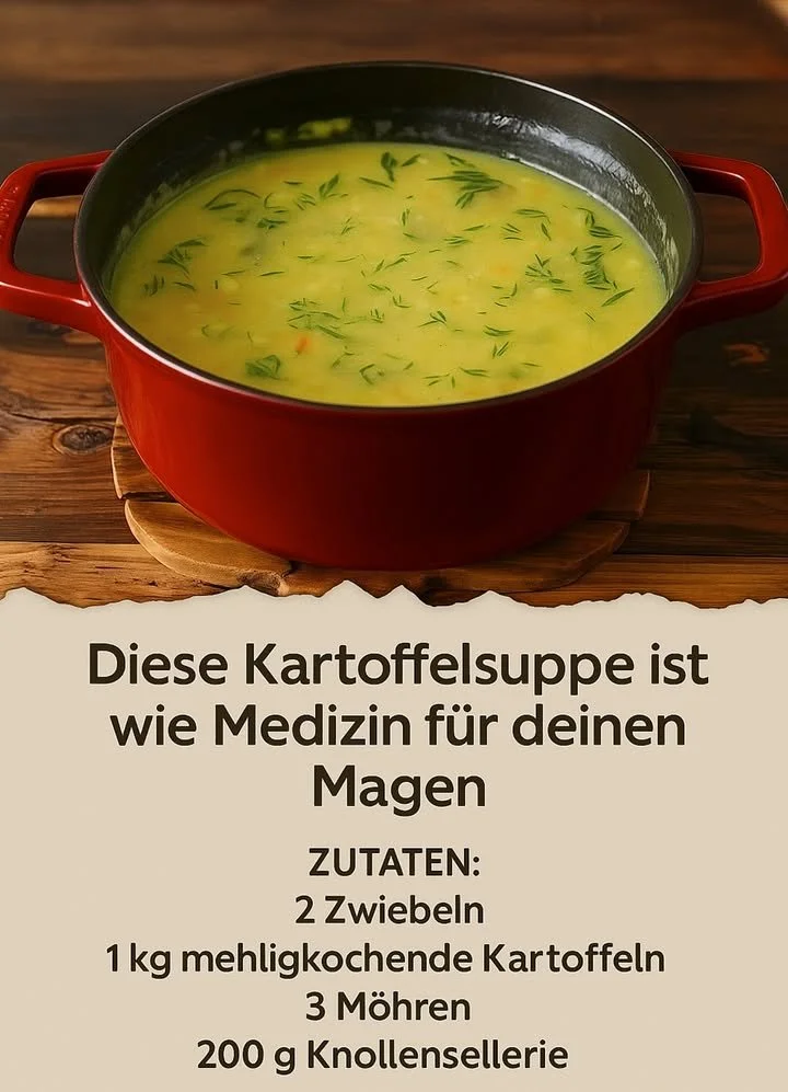 Schüssel mit leckerer, dampfender Kartoffelsuppe mit frischen Kräutern.