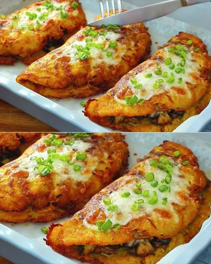Knusprige Kartoffeltaschen gefüllt mit Doppelrahm-Frischkäse auf einem Teller