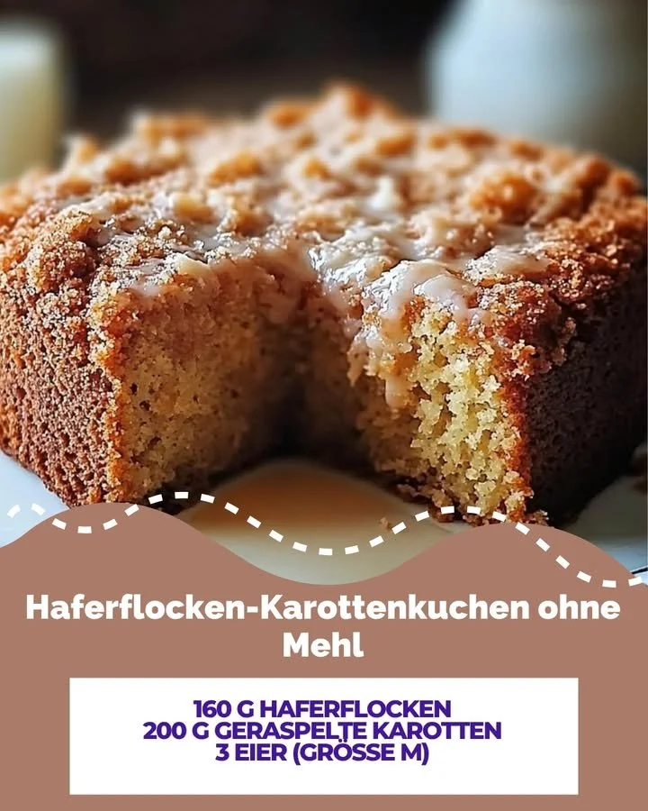 Oatmeal Carrot Cake ohne Mehl, gesundes Rezept mit Haferflocken und Karotten