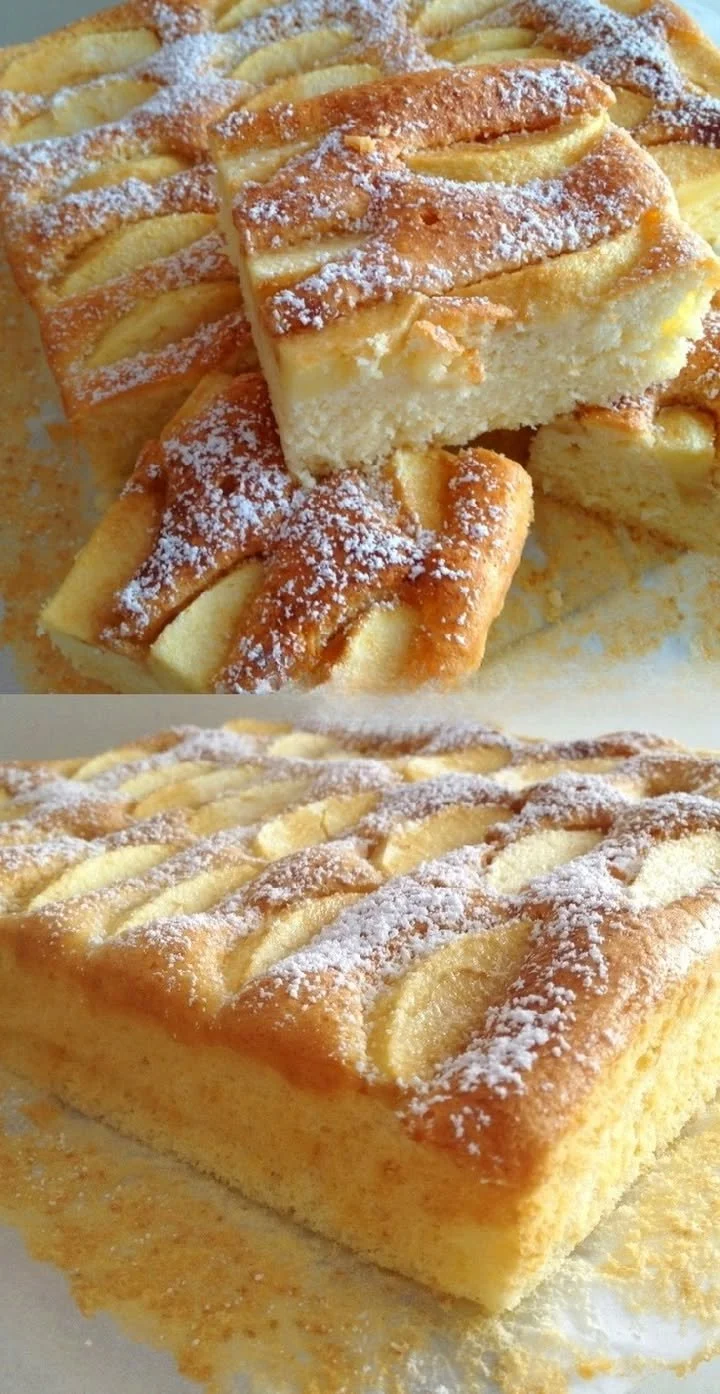 Omas Apfelkuchen vom Blech mit Äpfeln und Zimt, frisch gebacken