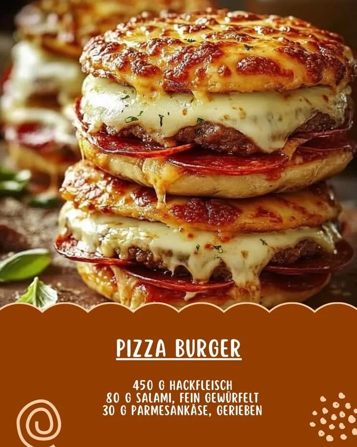 Pizza-Burger – die perfekte Kombination aus Pizza und Burger auf einem Teller.