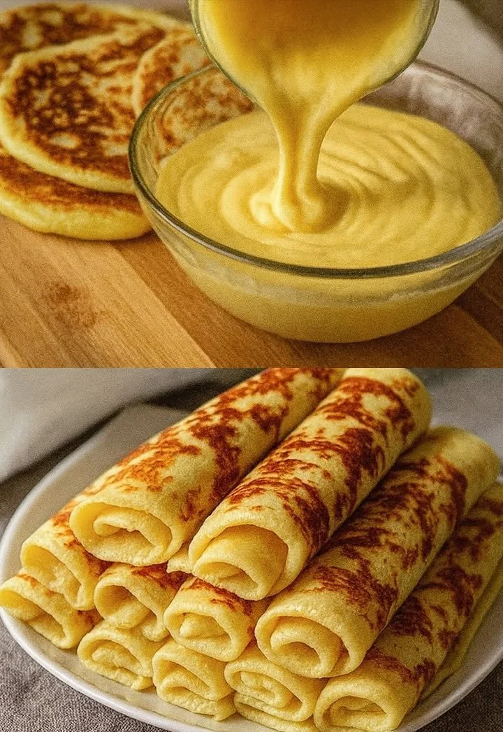 Leckere Quark-Pfannkuchen ohne Mehl auf einem Teller serviert