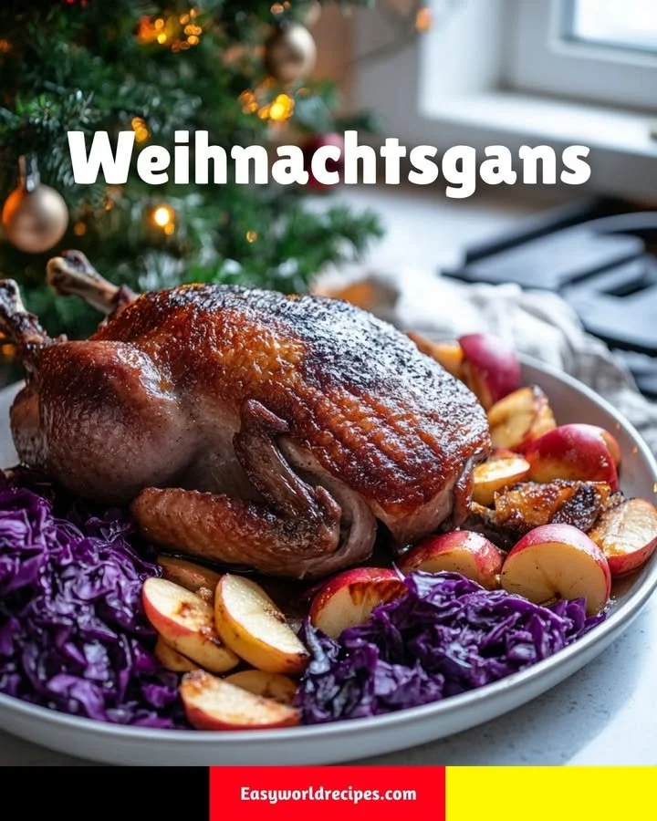 Leckere Weihnachtsgans auf einem festlich gedeckten Tisch serviert