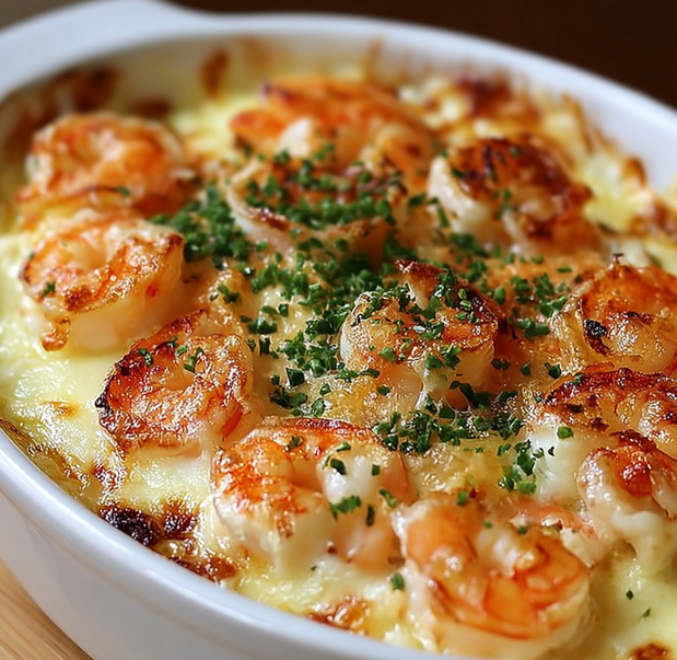 Cremiges gebackenes Garnelengratin – einfach, edel & unglaublich lecker