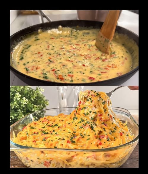 Cremige Spaghetti mit Knoblauch und Tomaten – in 15 Minuten fertig